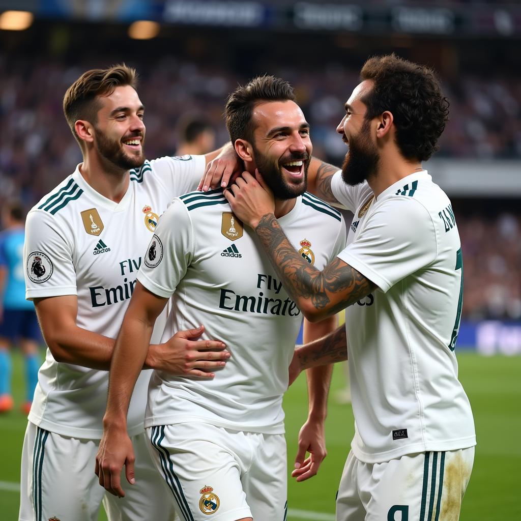 Carvajal Celebrating a Champions League Victory