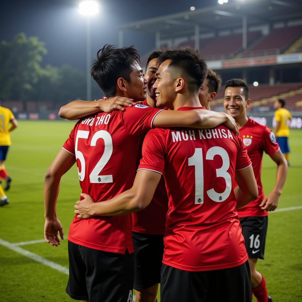 Celebrating a Goal in Cau Binh Trieu