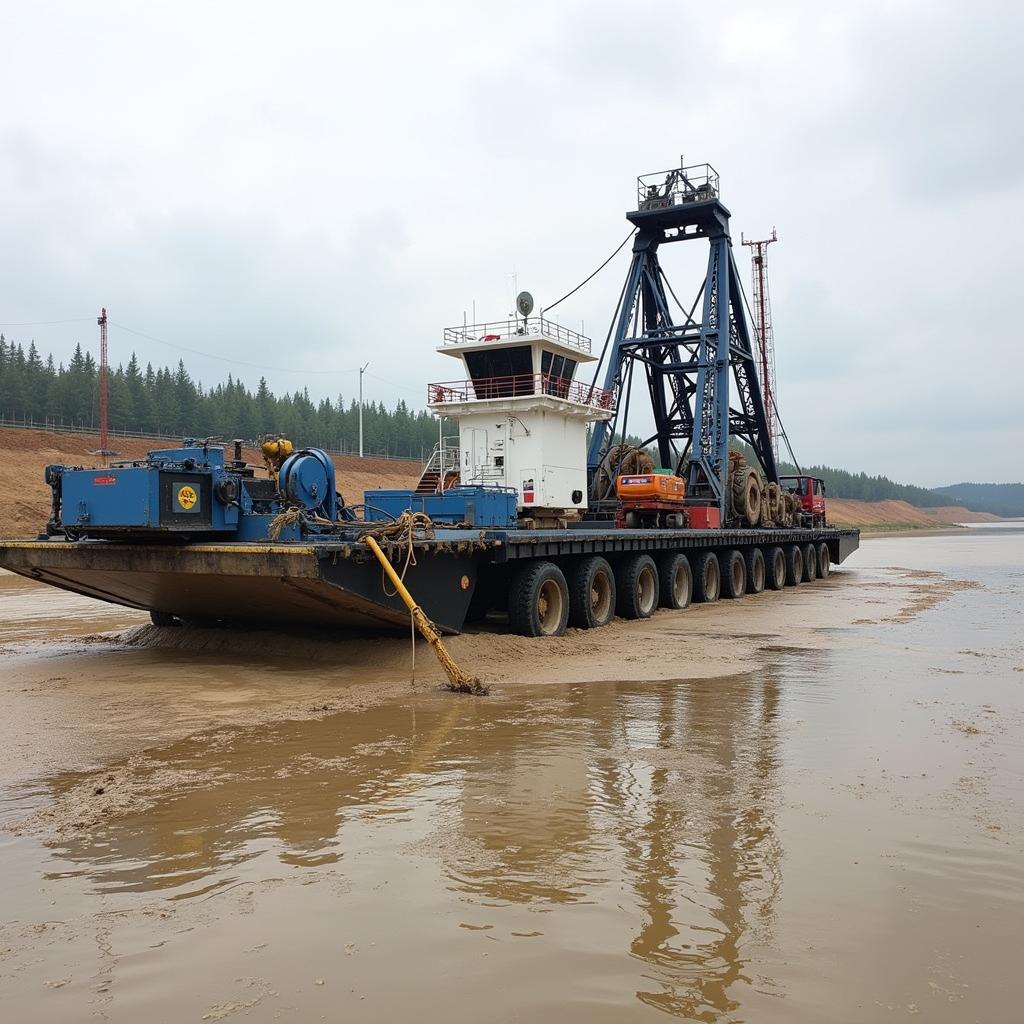 Cau Ngang Bridge Dredging Process in Action