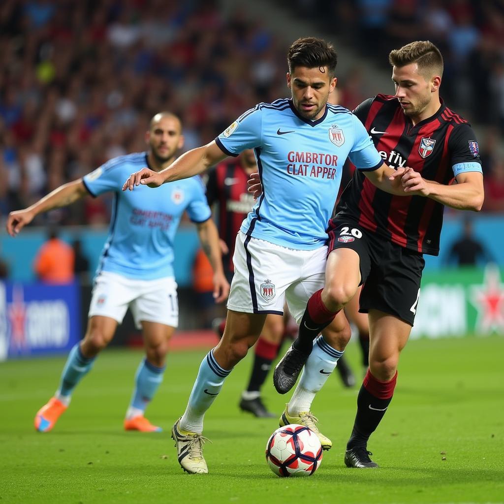 Celta Vigo players attacking the opposition goal.