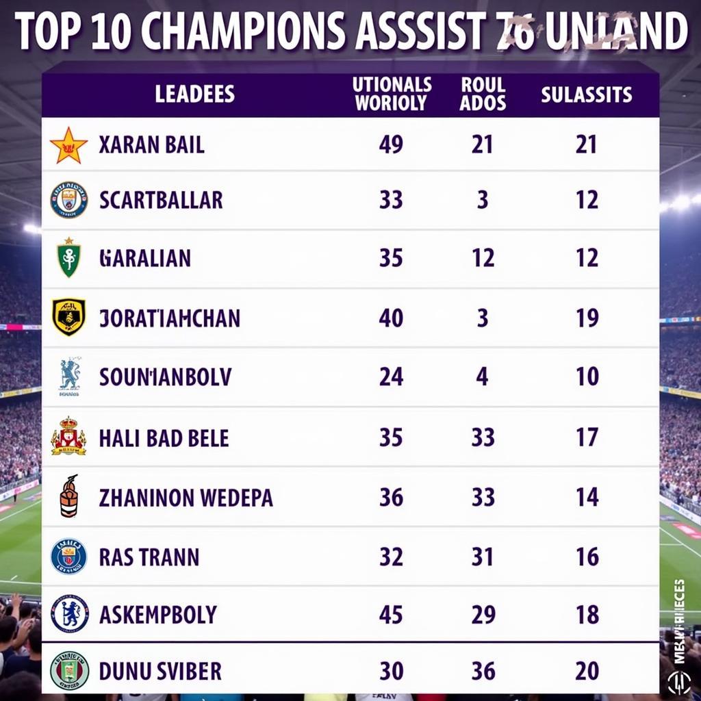 Champions League Assist Leaders