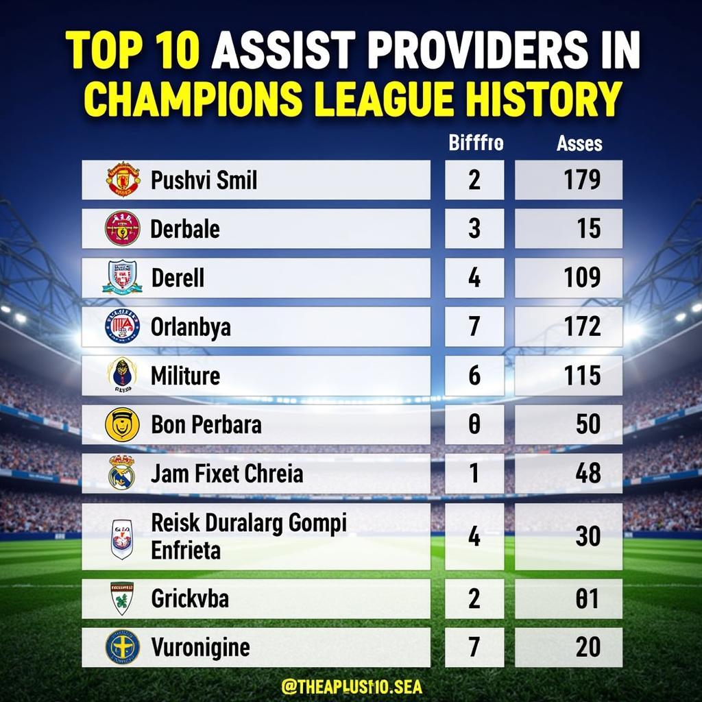 Top assist providers in Champions League history