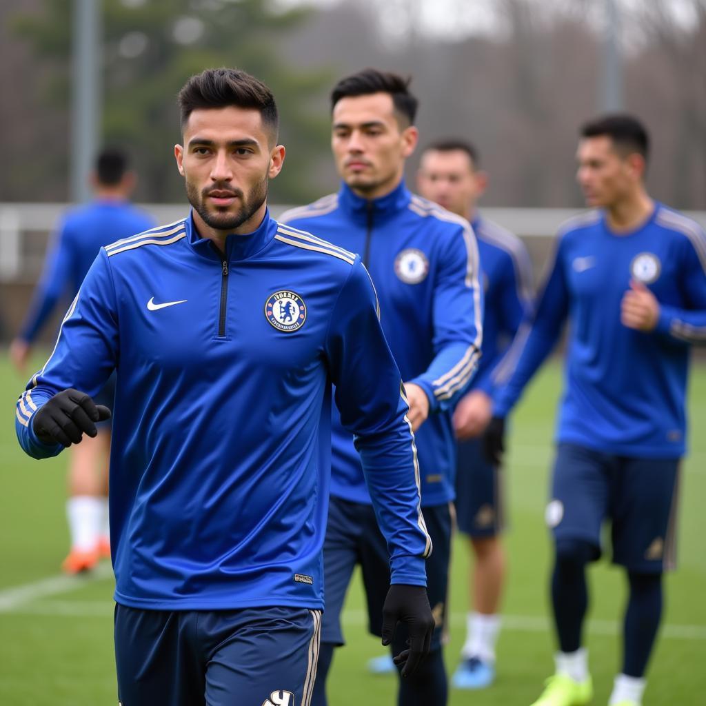 Chelsea Player Training with Chinese Teammates