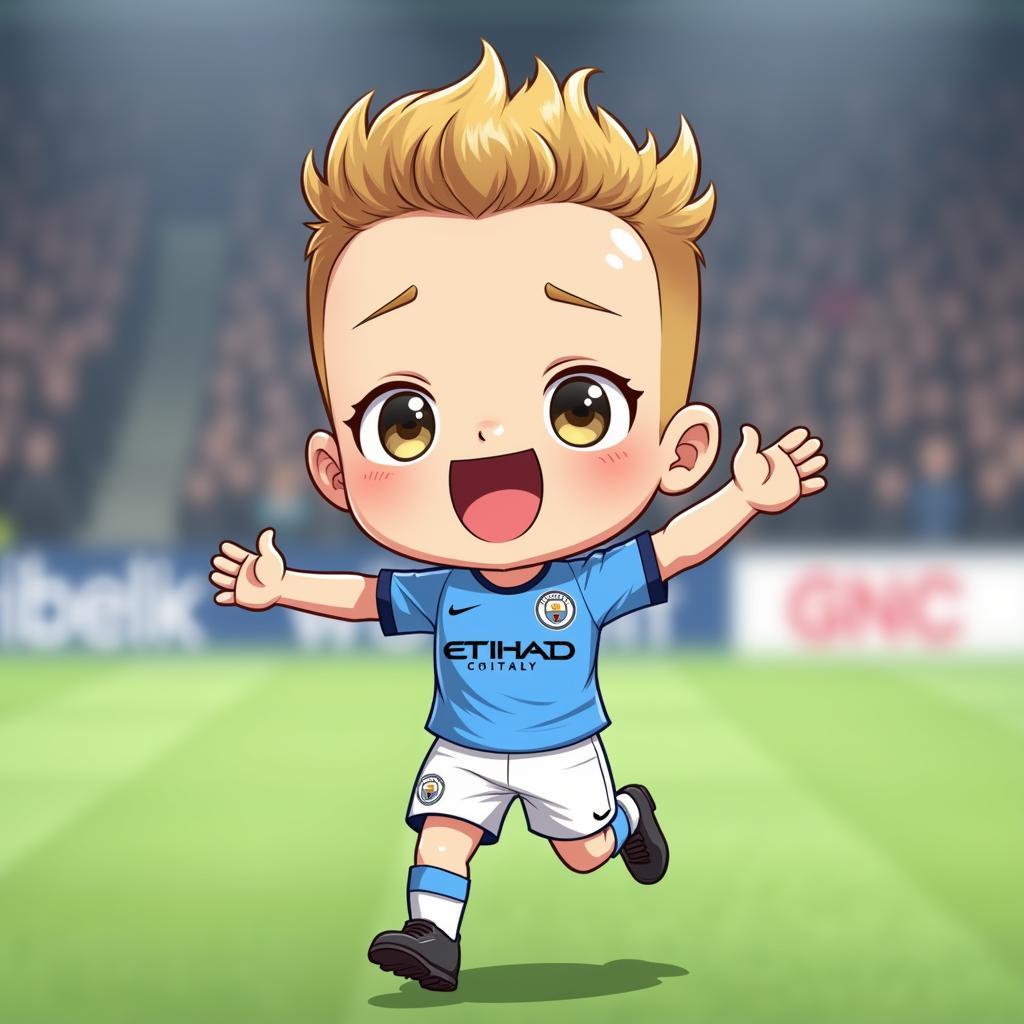 Chibi Erling Haaland scoring a goal