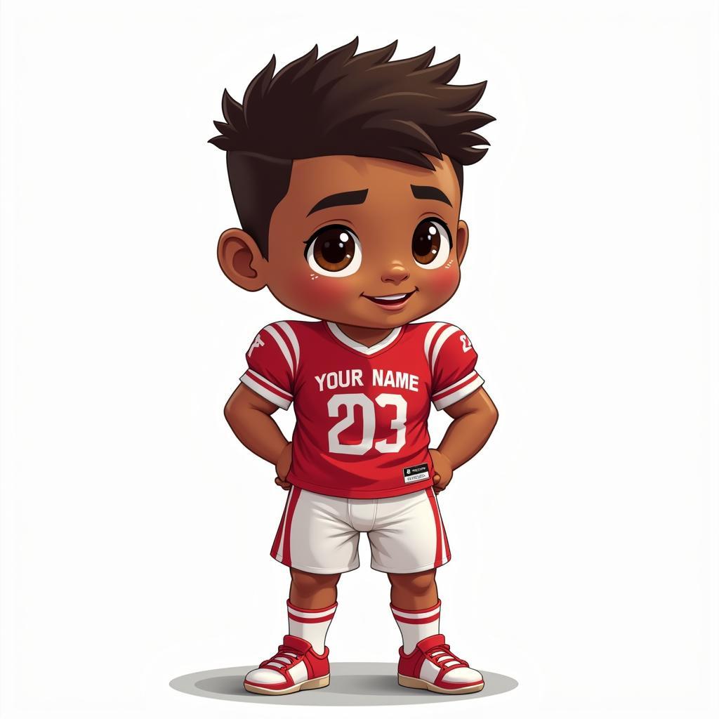 Chibi Football Player Wearing a Custom Jersey