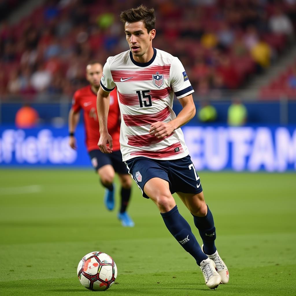 Christian Pulisic representing the US Men's National Team