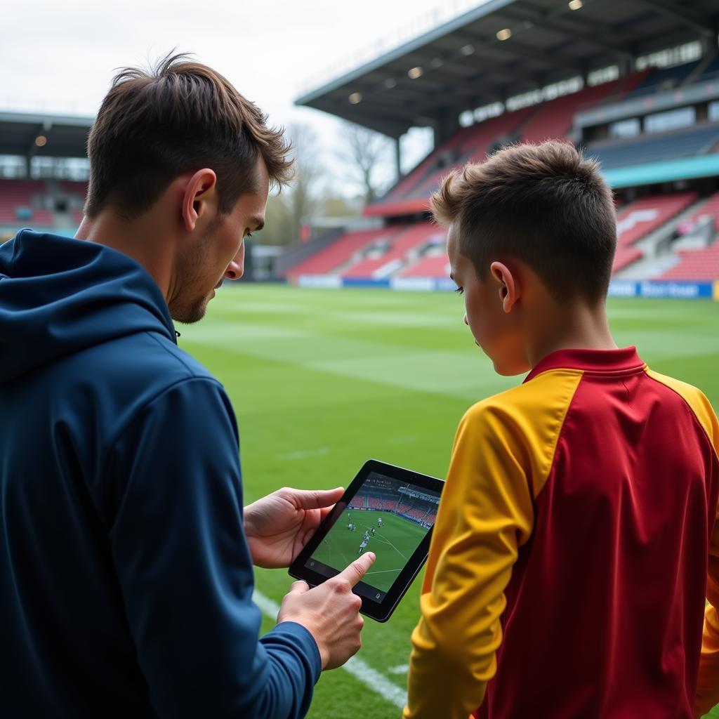 Coach Mentoring Young Player