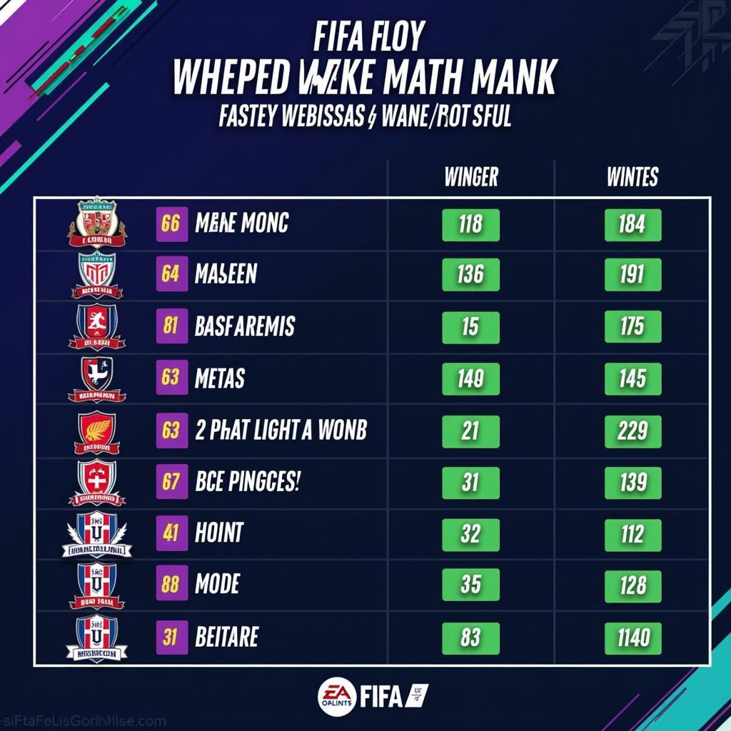 Comparison of key stats for the fastest wingers in FIFA Online 4, including pace, acceleration, dribbling, and crossing.