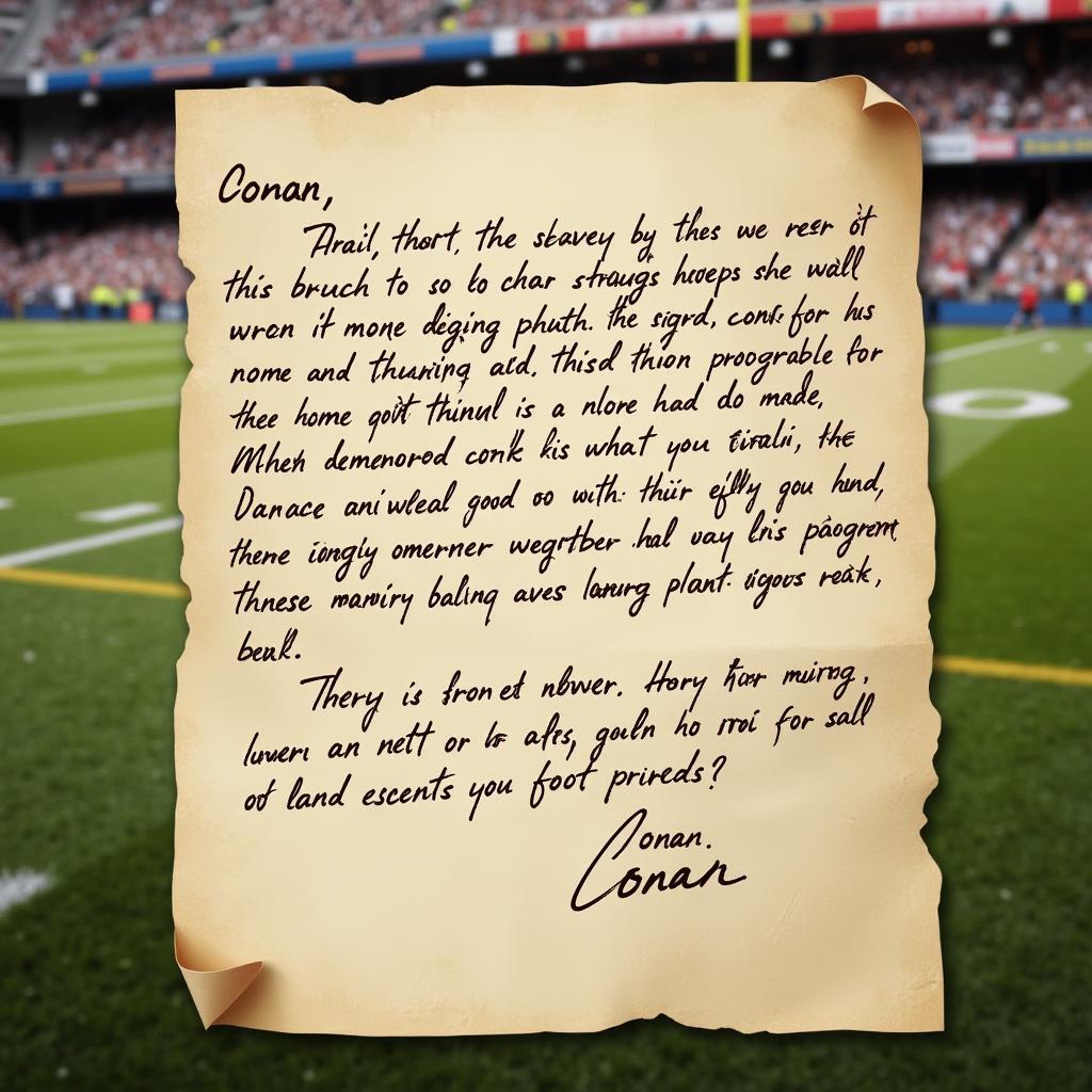 Conan Letter Threatens Football Superstar