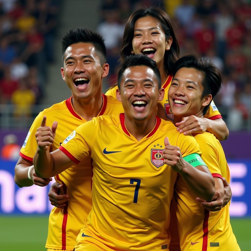 Cong Phuong Celebrating a Goal for Vietnam