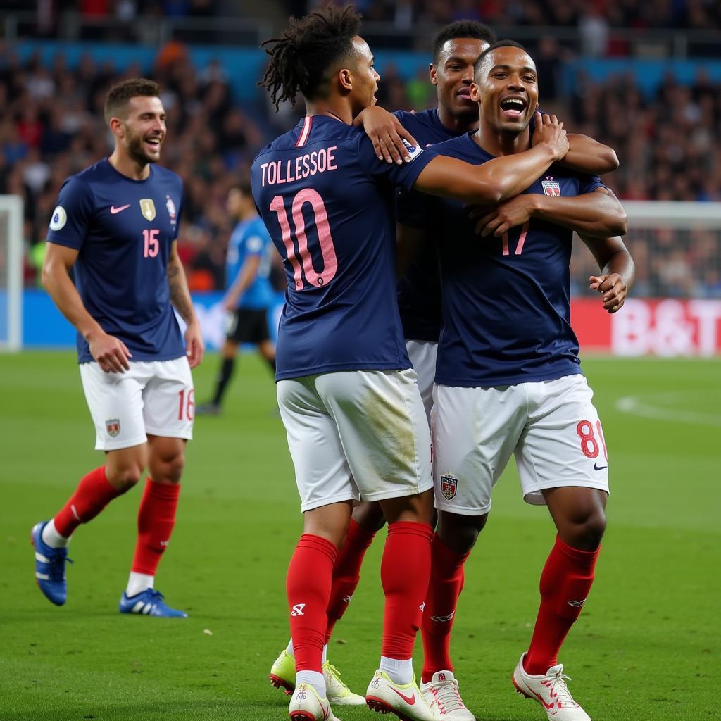 Corentin Tolisso celebrating France's World Cup victory