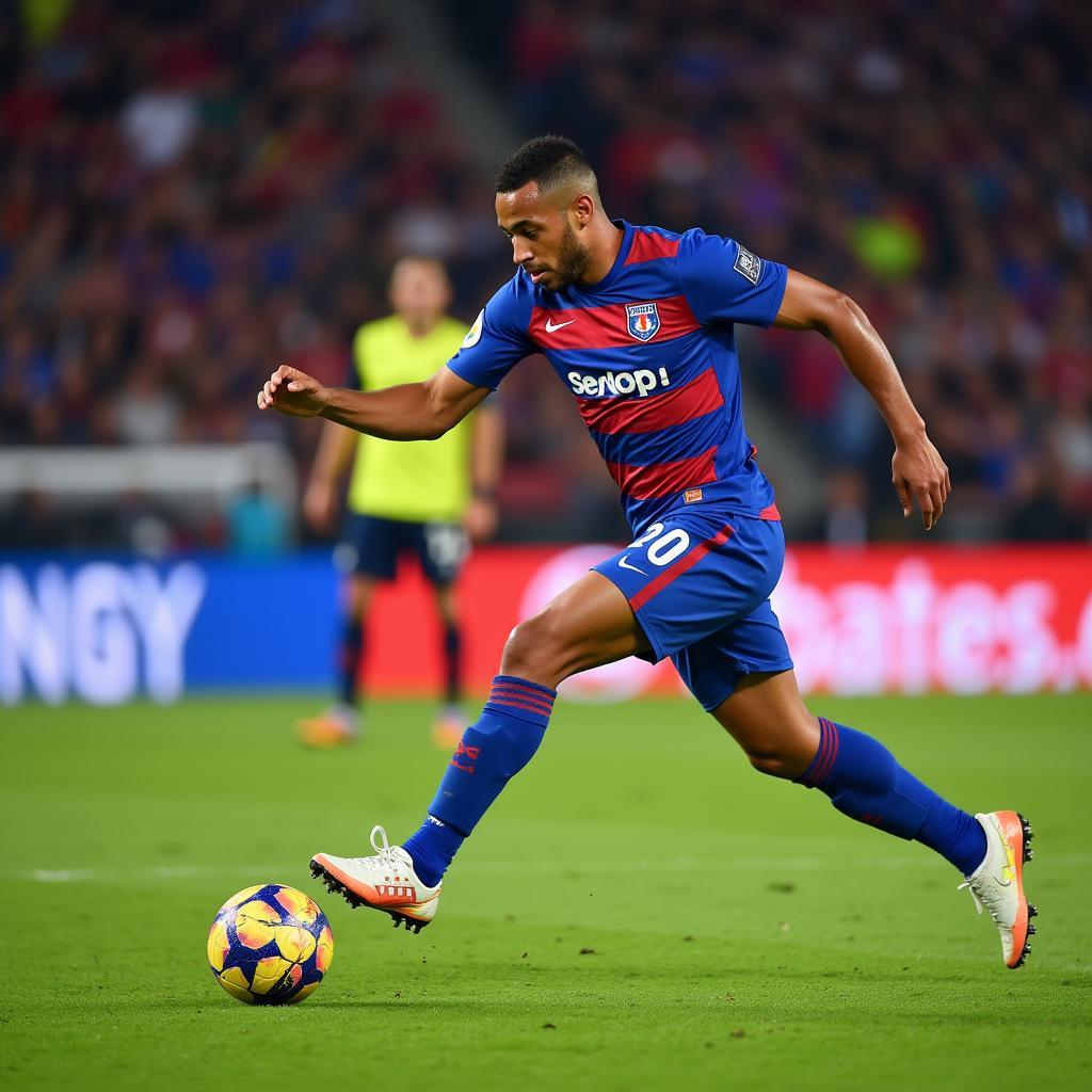 Corentin Tolisso unleashing a powerful shot for Olympique Lyonnais