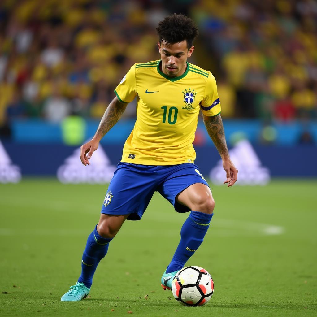 Coutinho playing for the Brazil national team