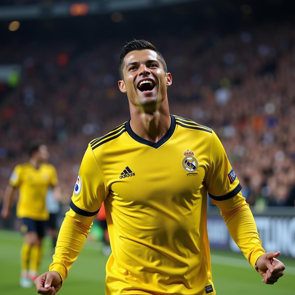 Cristiano Ronaldo celebrates a crucial goal, demonstrating his mental resilience and winning mentality.