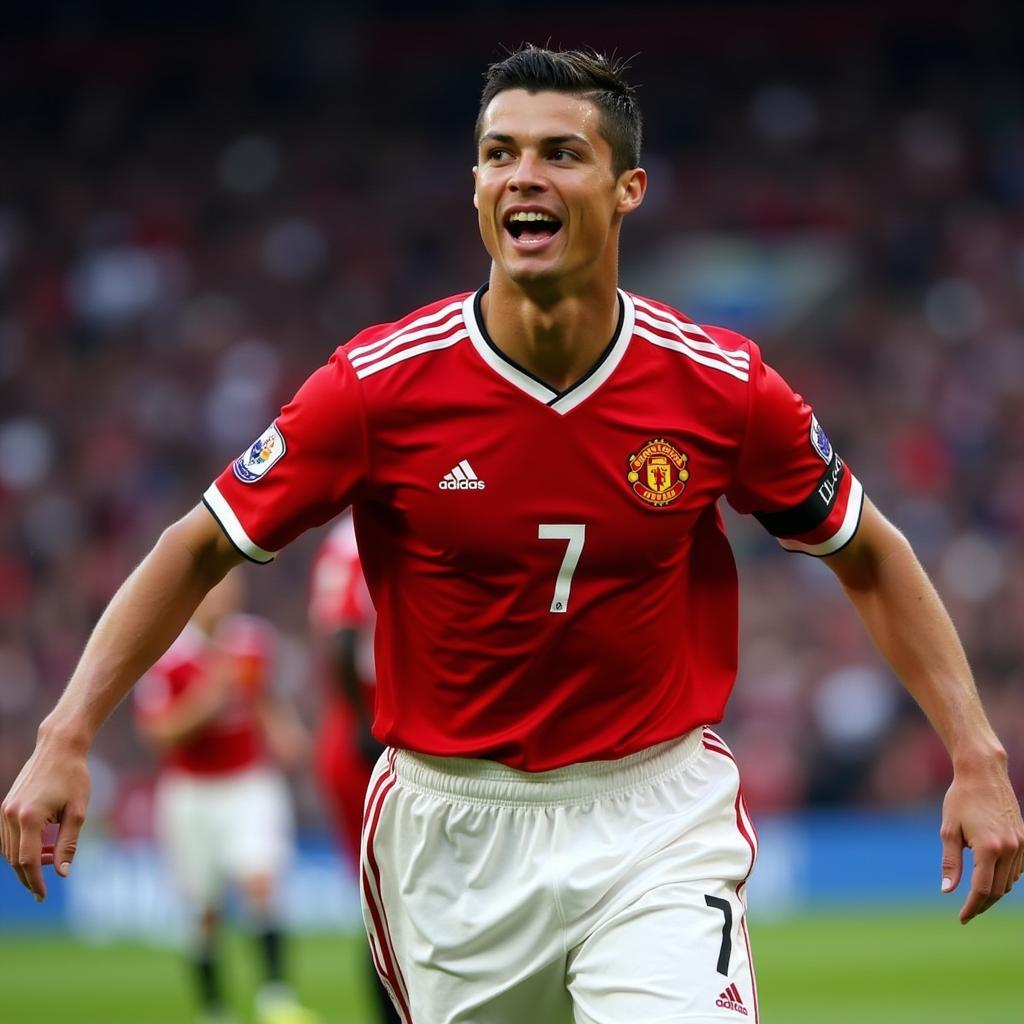 Cristiano Ronaldo in his Manchester United Number 7 Jersey