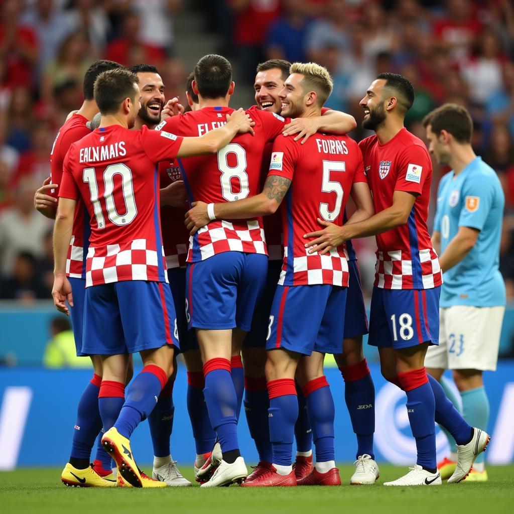 Croatian Players Celebrating at the World Cup 2018