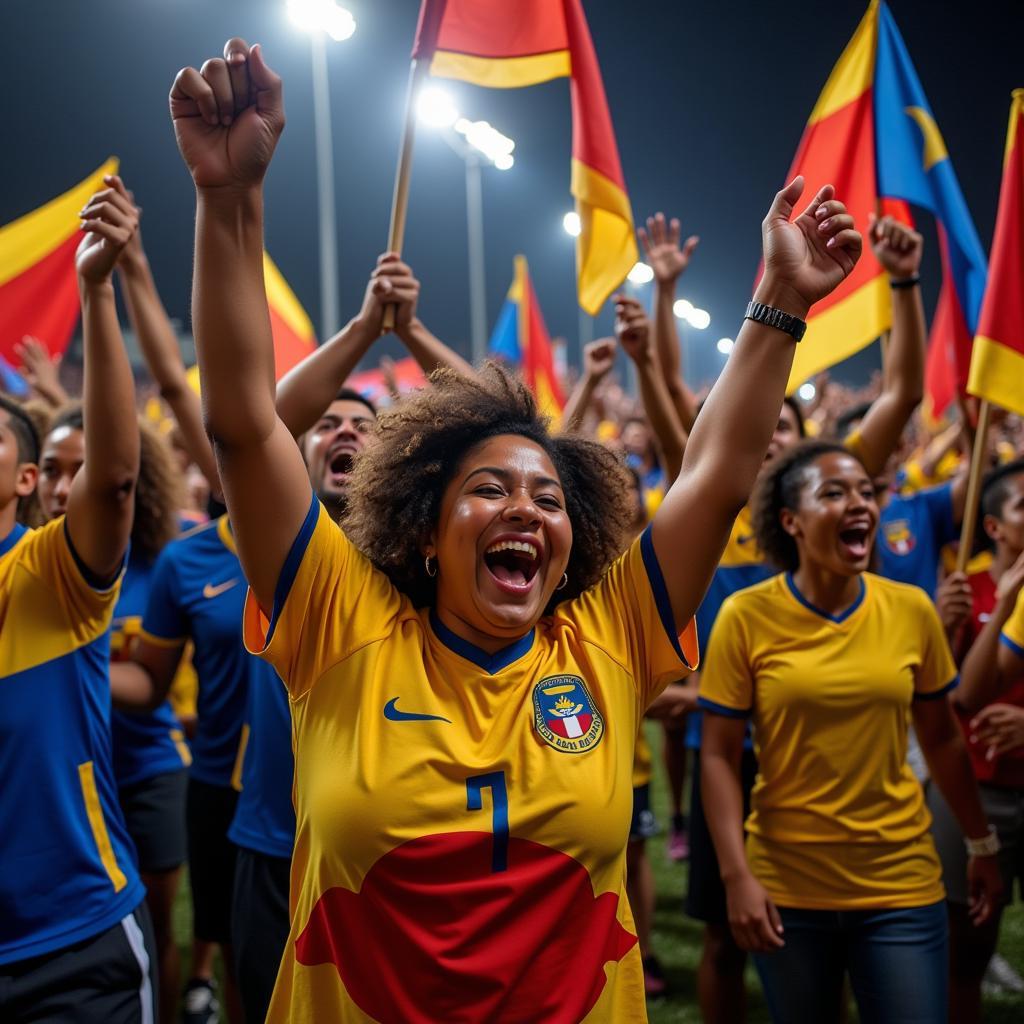 Curacao football fans celebrate a victory