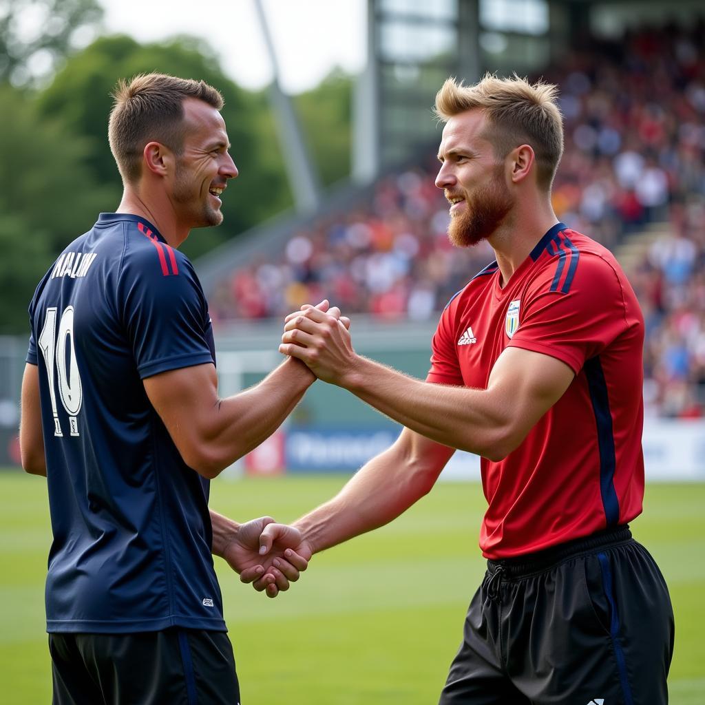 Dan Burn and Erling Haaland shaking hands after the game.