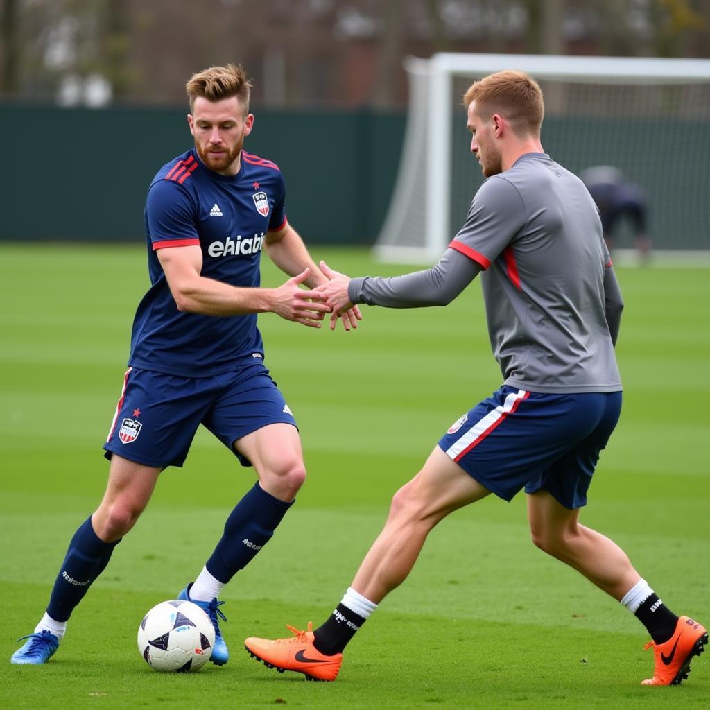 De Bruyne and Haaland connecting during training