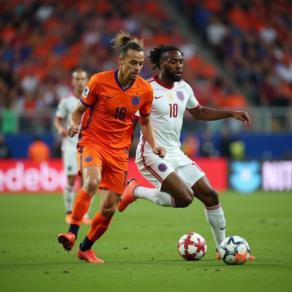 De Jong showcasing his tactical versatility in a Netherlands national team jersey.