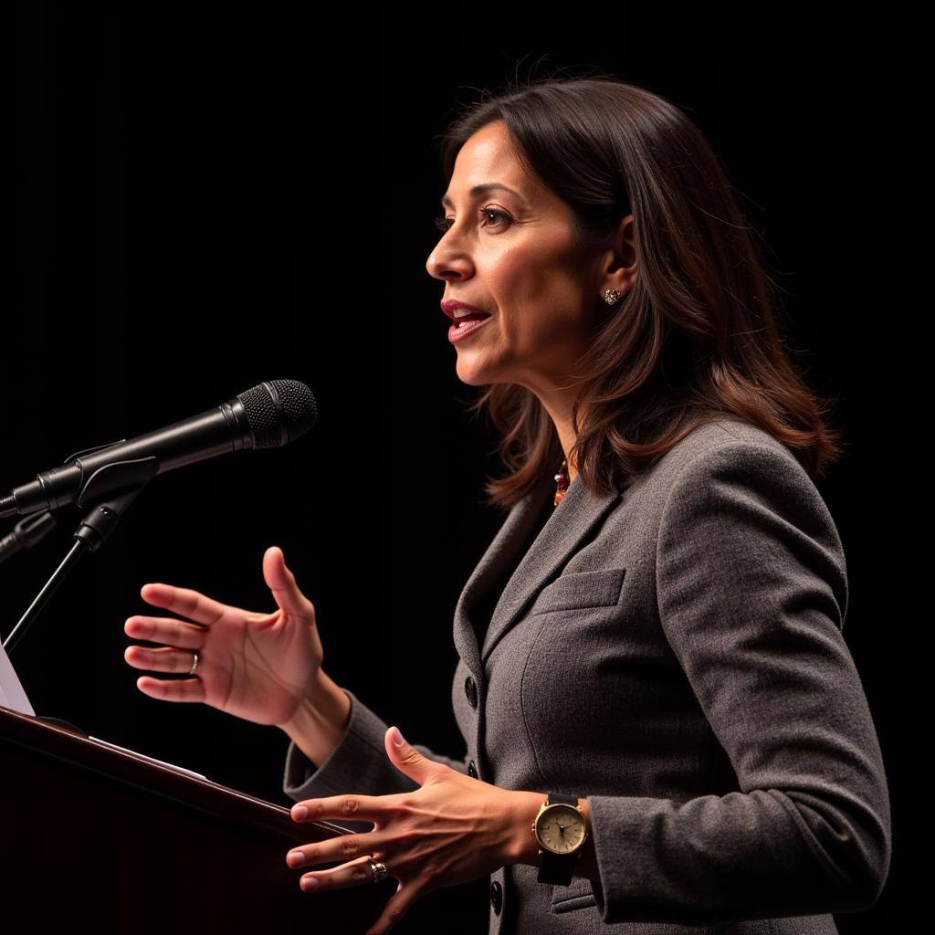 Deb Haaland addressing an audience