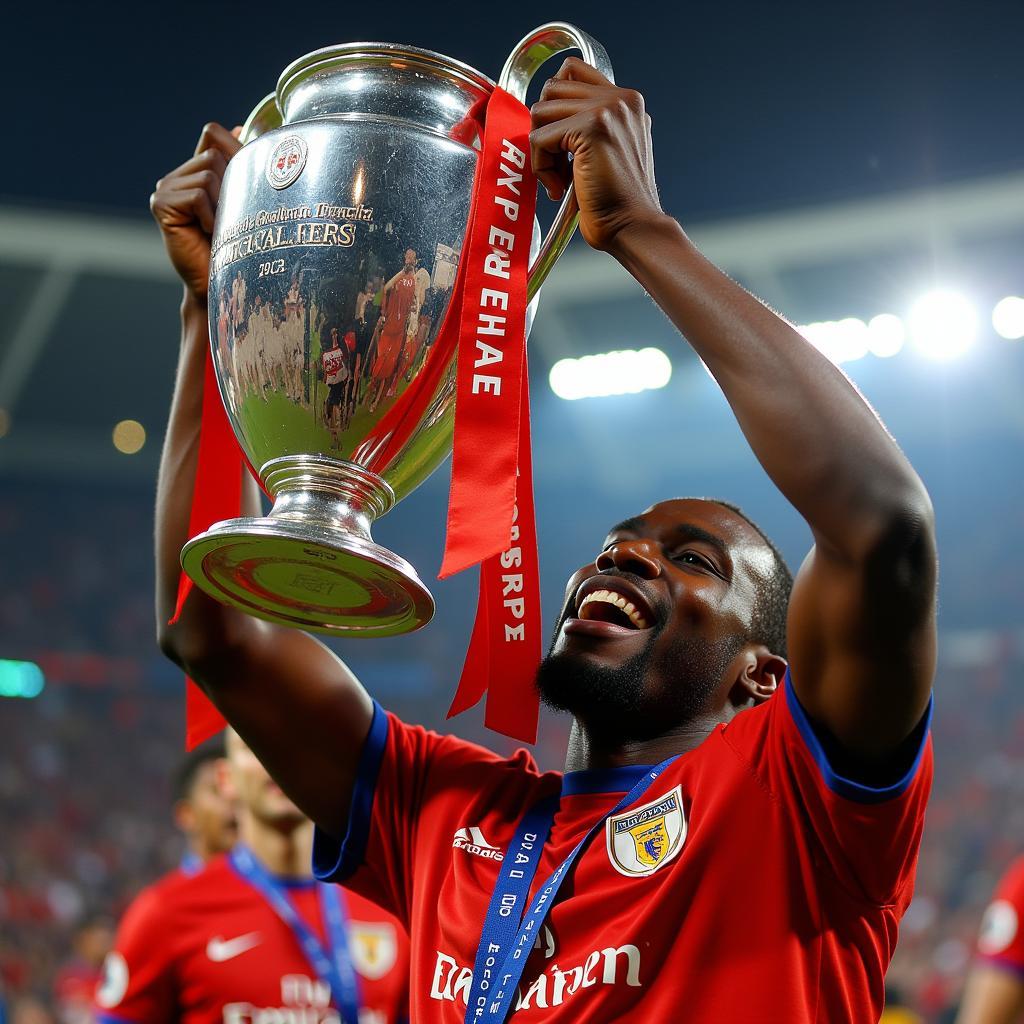 Didier Drogba Lifting the Champions League Trophy