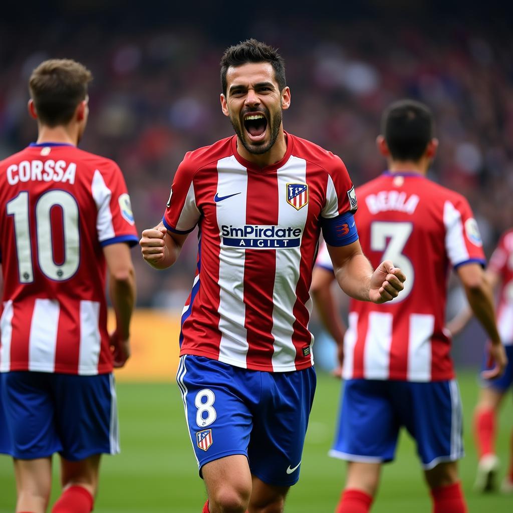 Diego Costa celebrates a goal for Atletico Madrid