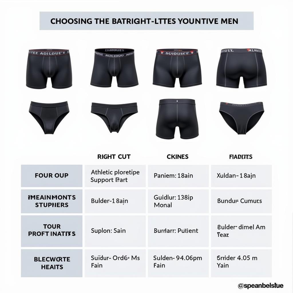 Various styles of athletic underwear for men