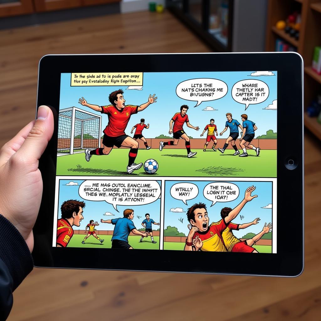 Digital Football Comic on Tablet