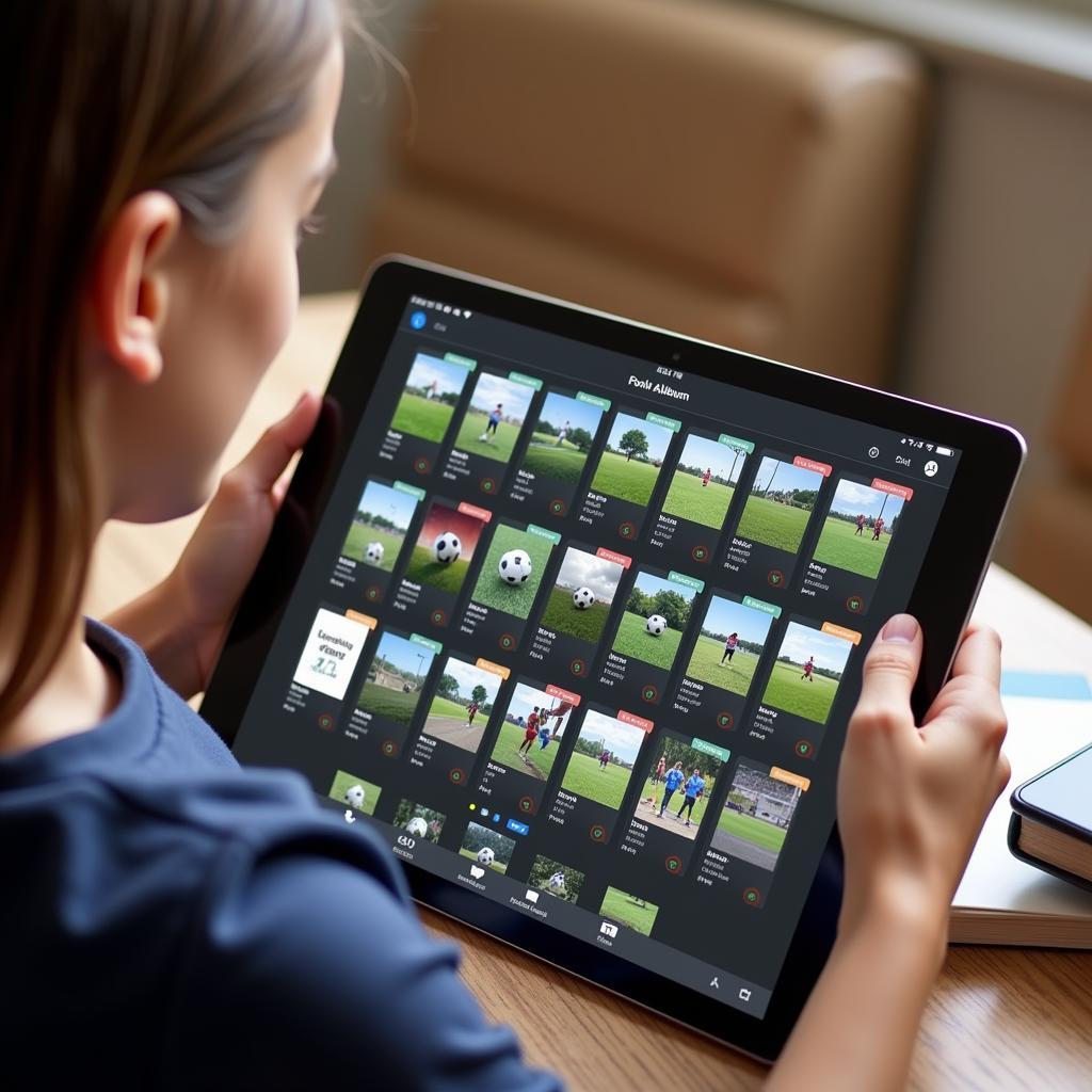 Digital Football Photo Album: Organizing Photos on a Tablet