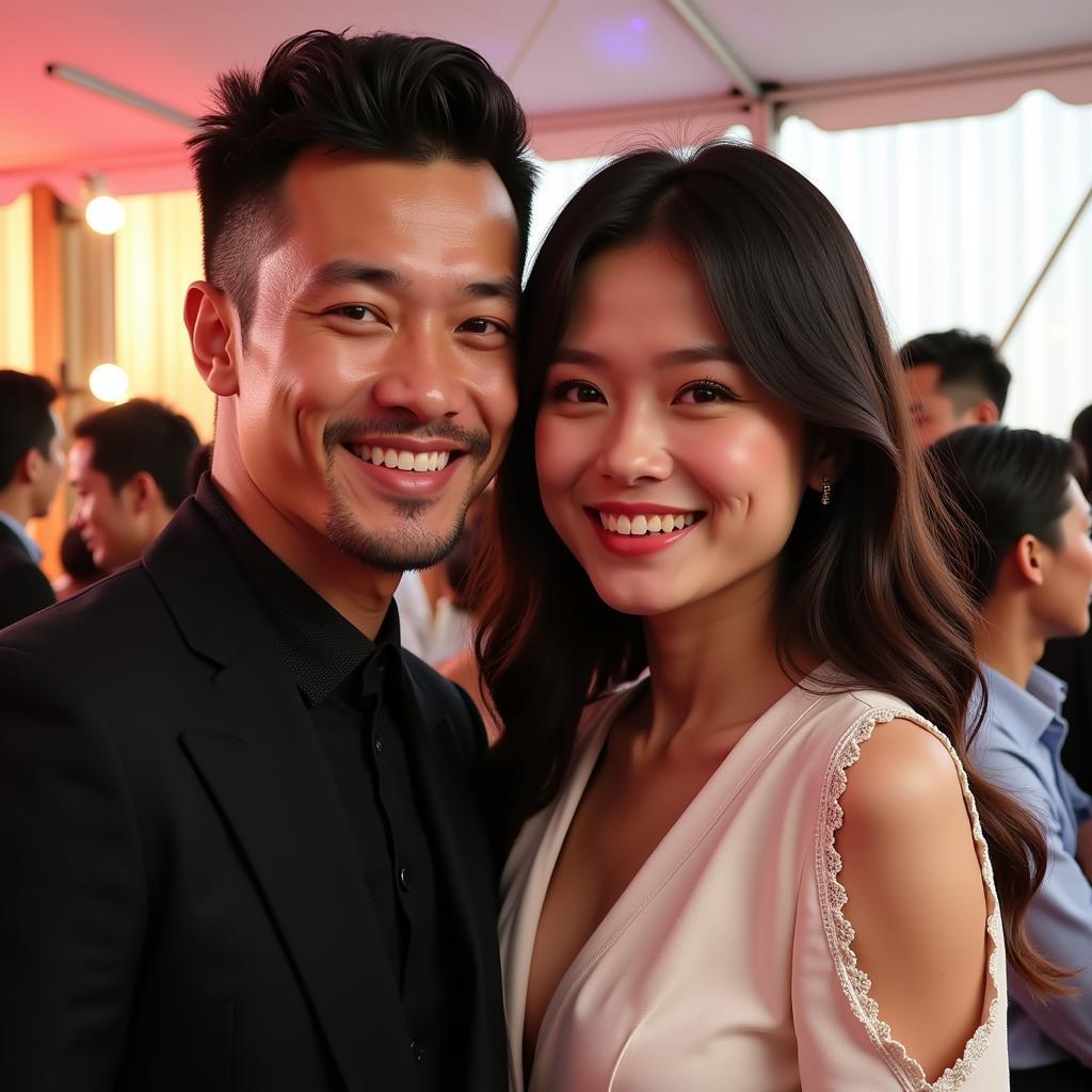 Do Duy Manh and Quynh Anh at a public event