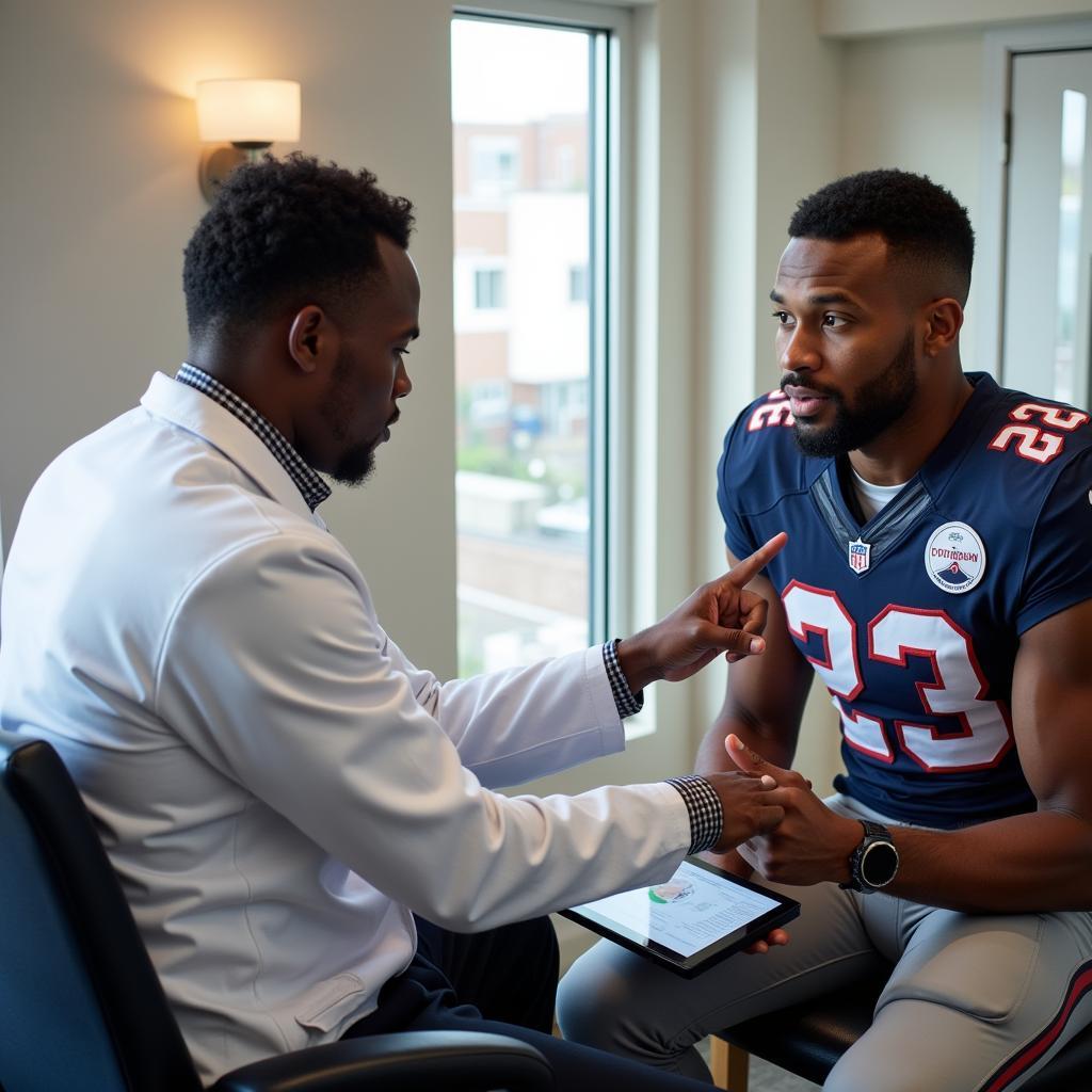 Doctor Discussing Health Check Results with Footballer