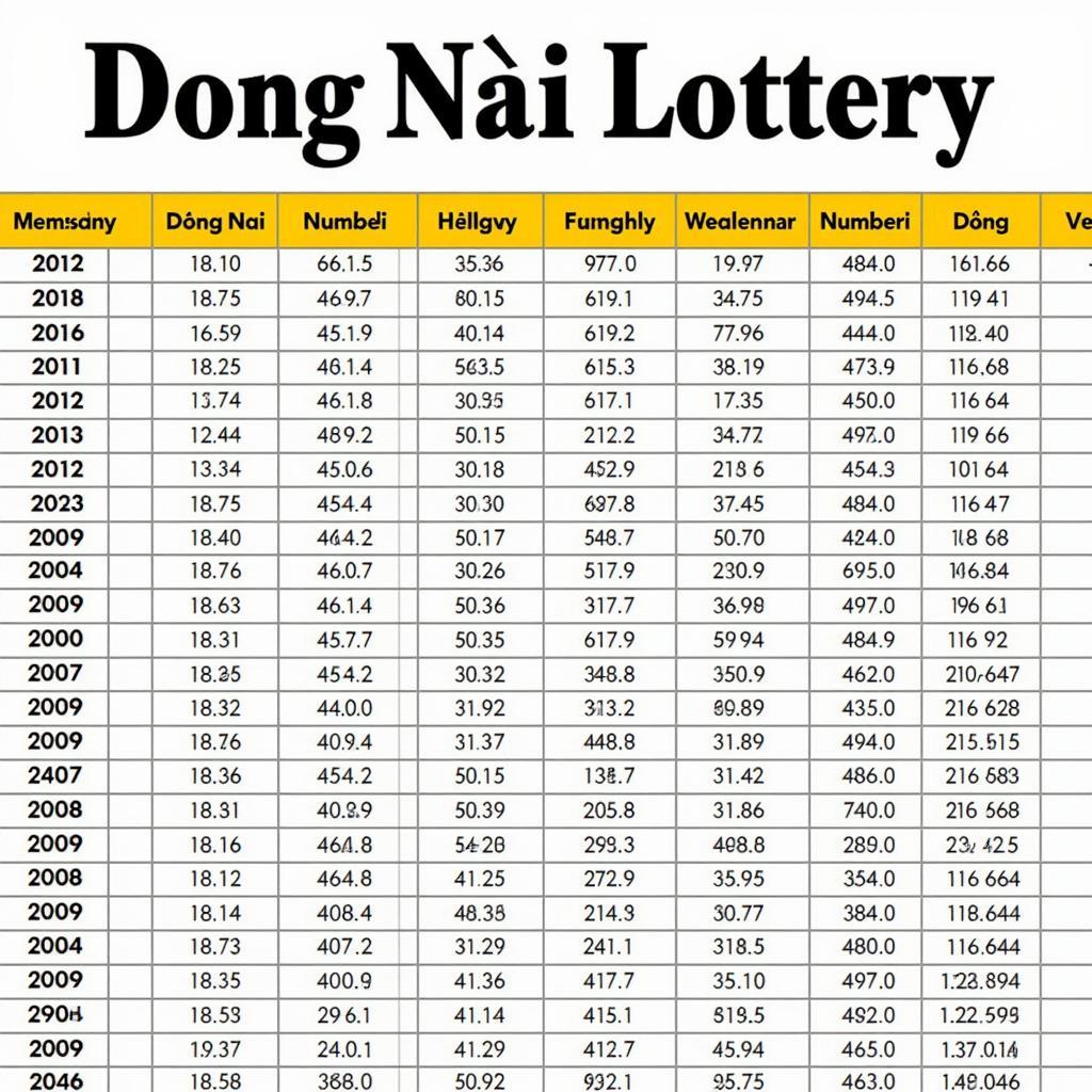 Dong Nai Lottery Results Chart