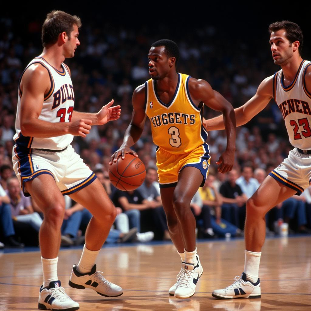 Earl Boykins driving to the basket in a Denver Nuggets game