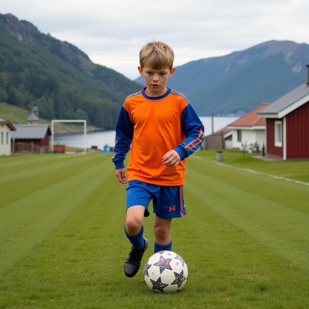 Erling Haaland playing football as a child in Bryne