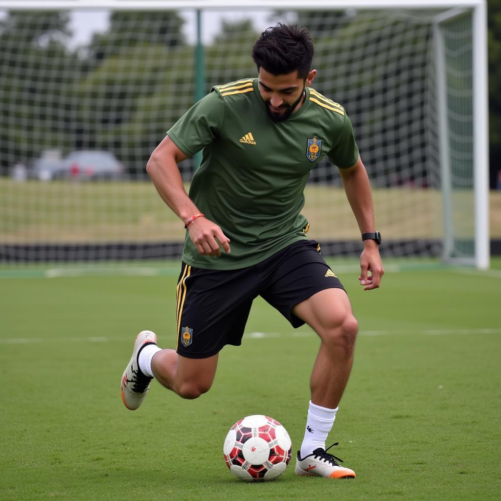 Elif Elmas looking focused during a training session.