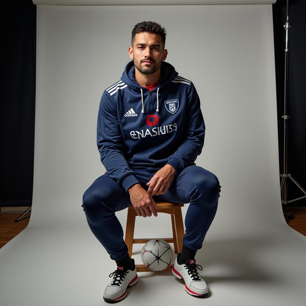 Footballer Participating in a Brand Photoshoot