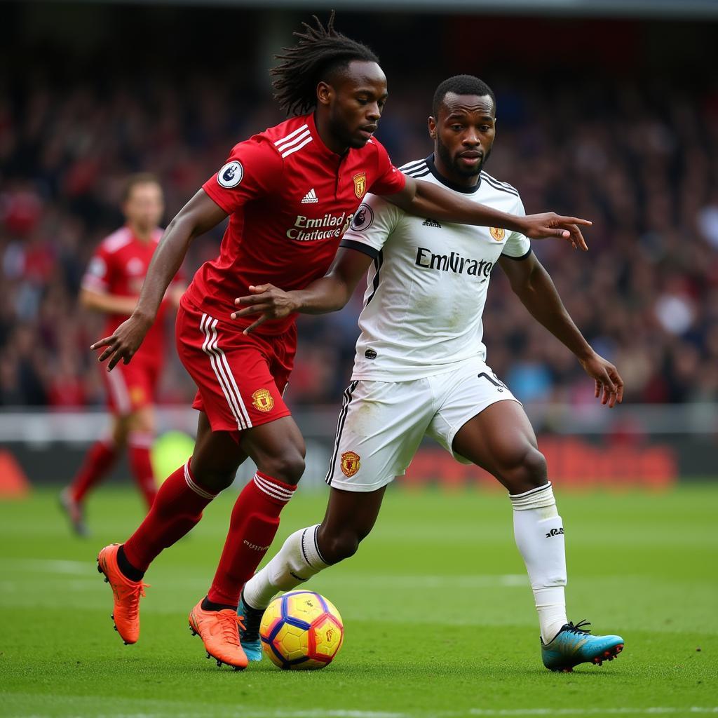 Eric Bailly executing a strong tackle