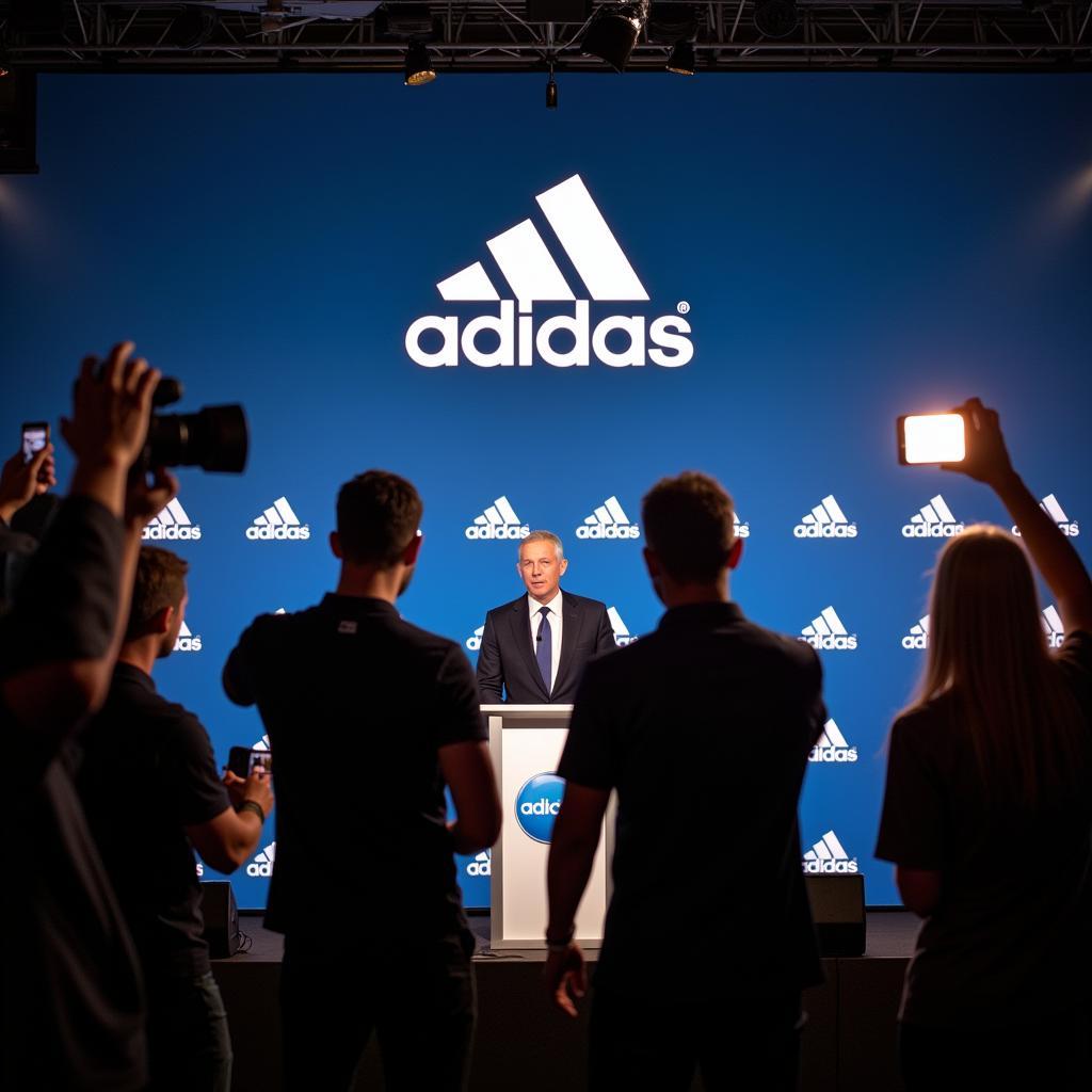 Erling Haaland at a press conference announcing the Adidas deal