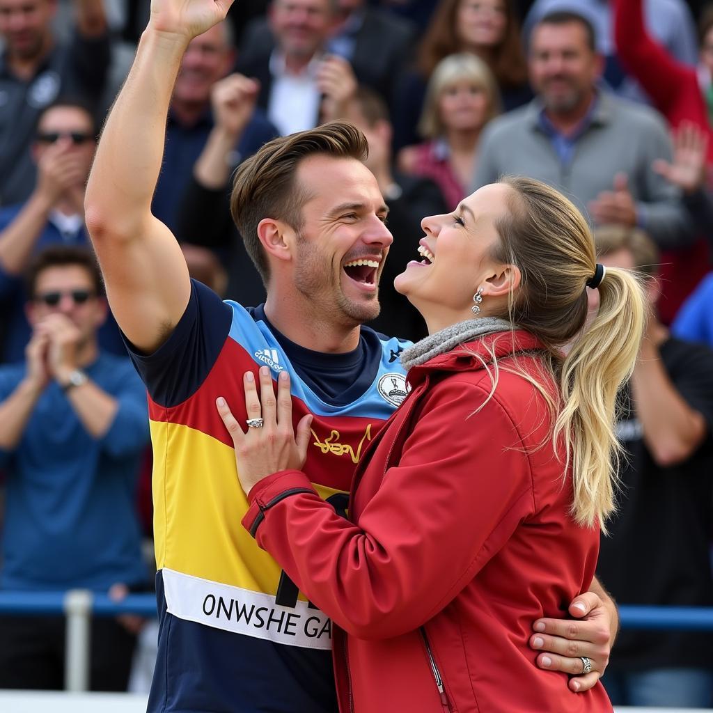 Erling Haaland Celebrating with Benedicte Haaland