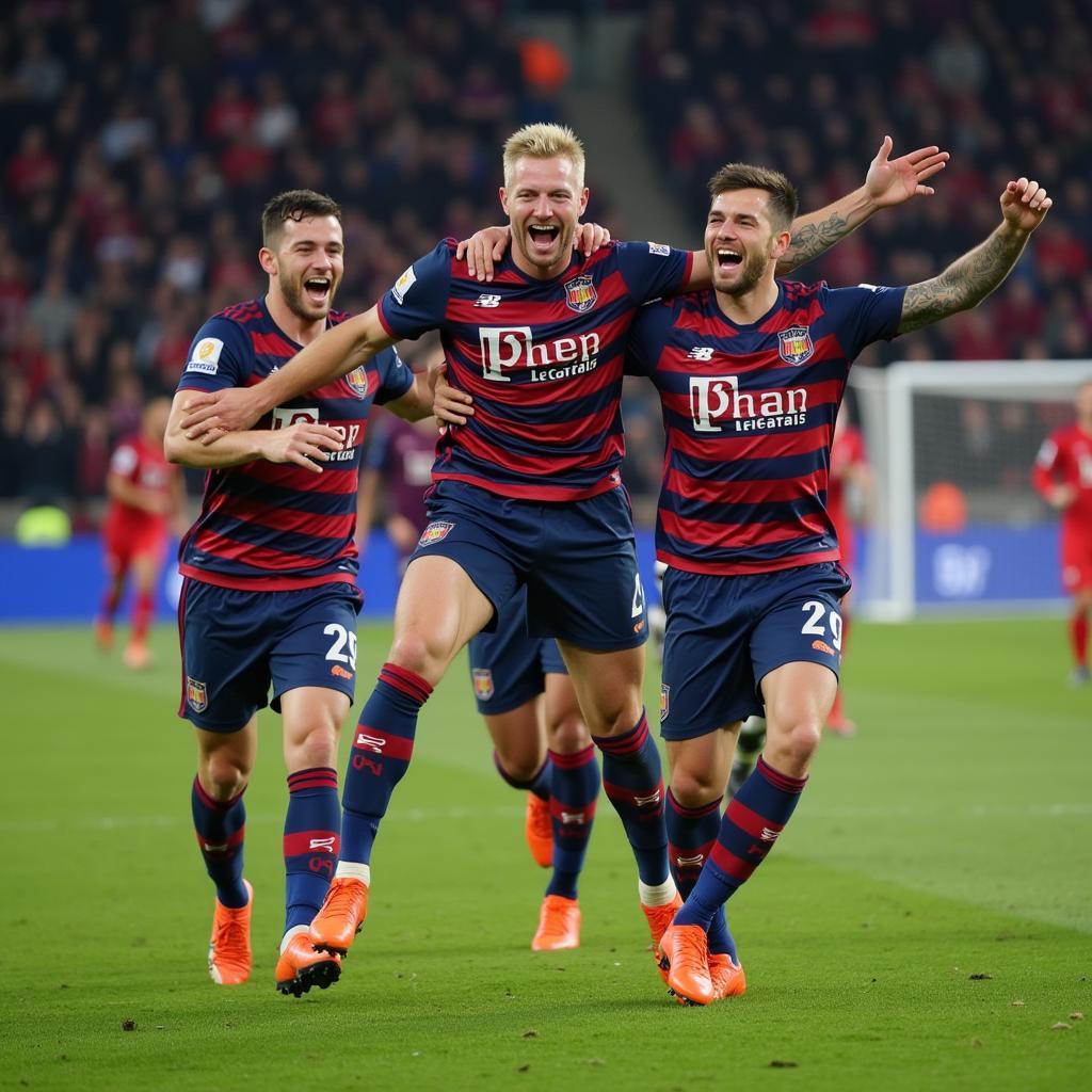 Erling Haaland celebrating a goal with teammates