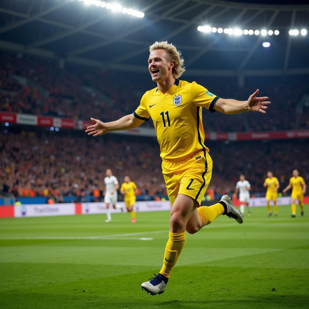 Erling Haaland celebrating a goal