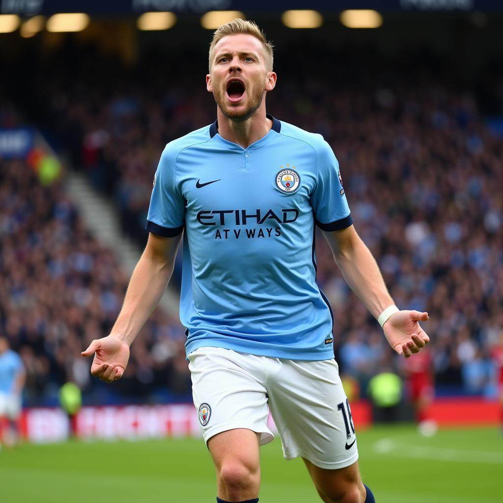 Erling Haaland celebrating a goal for Manchester City