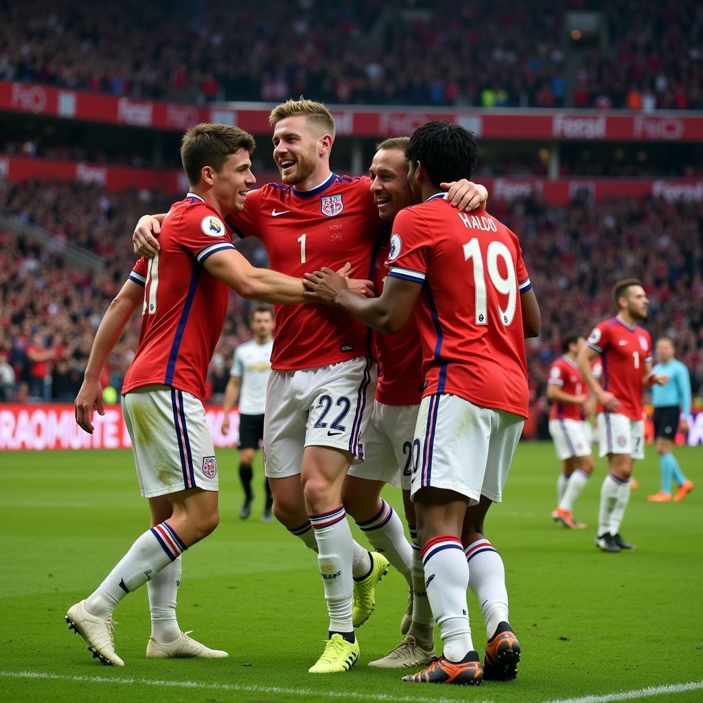 Erling Haaland Celebrates a Goal with Teammates