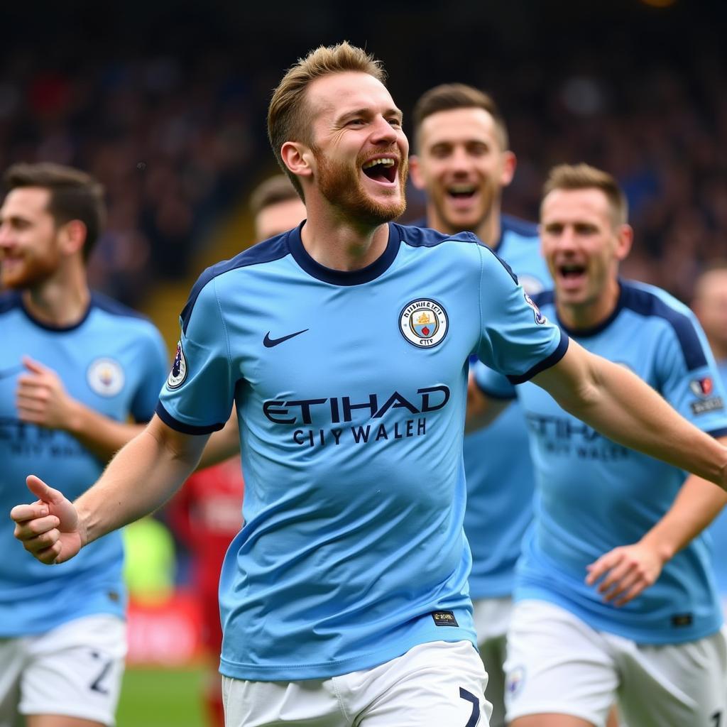 Erling Haaland celebrating a goal for Manchester City