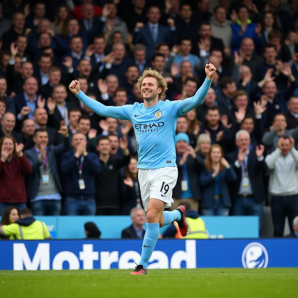 Erling Haaland Celebrating a Goal at the Etihad