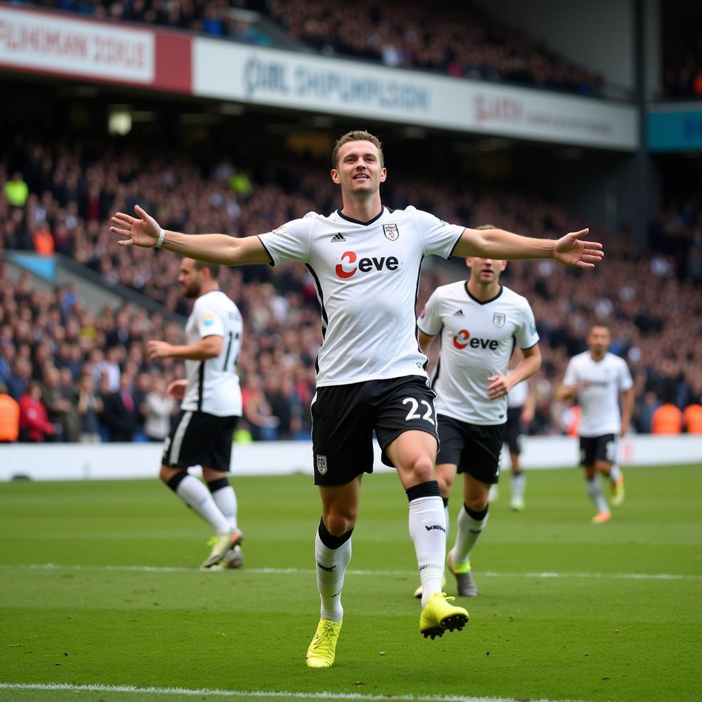 Erling Haaland celebrating a goal against Fulham