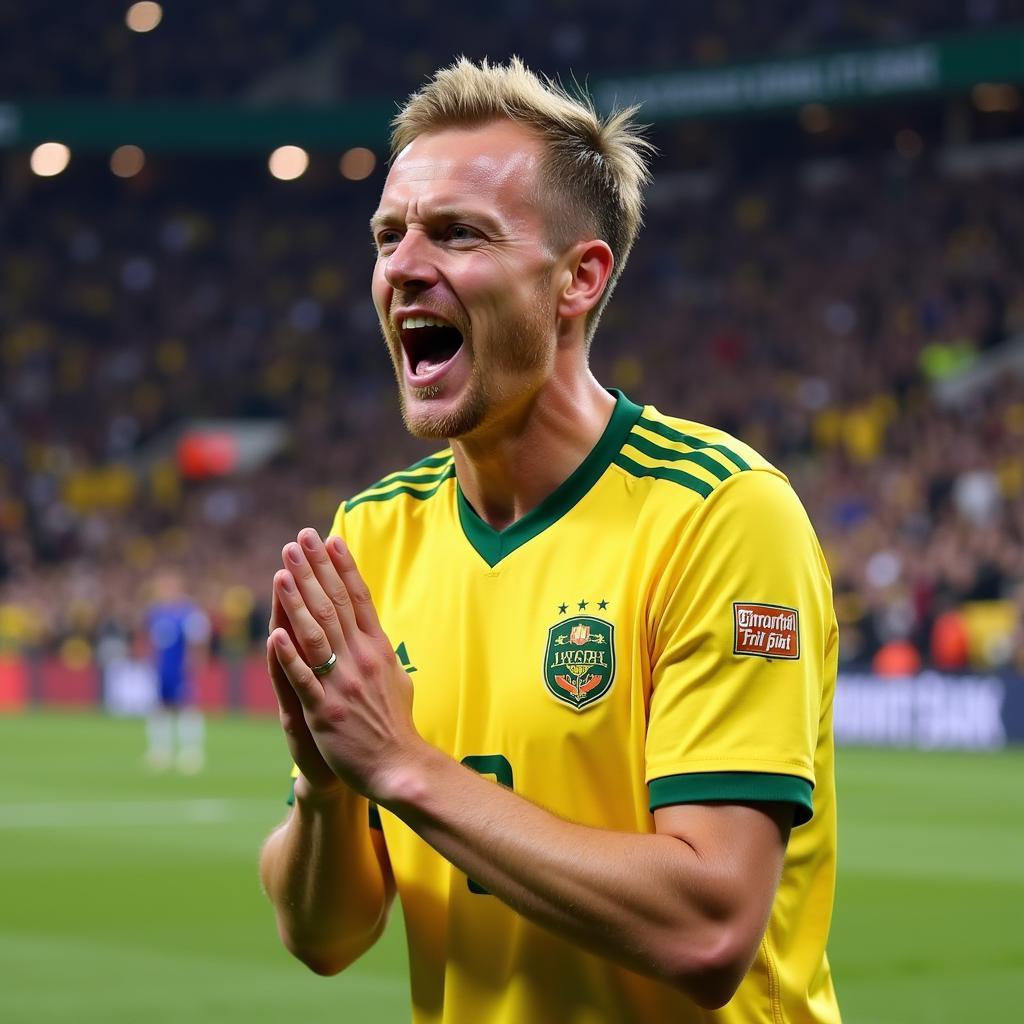 Erling Haaland Celebrating a Goal - Exploring his Faith