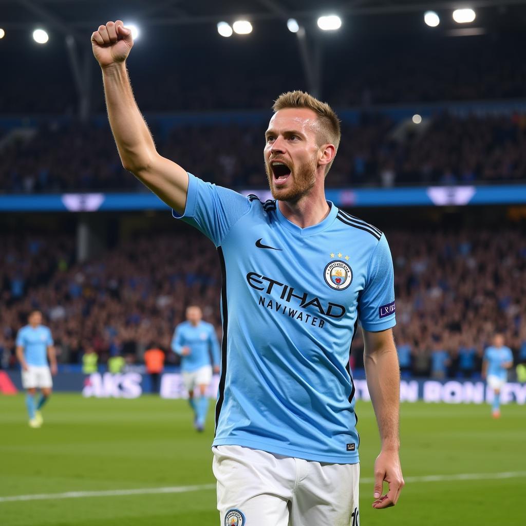 Erling Haaland celebrating a goal for Manchester City