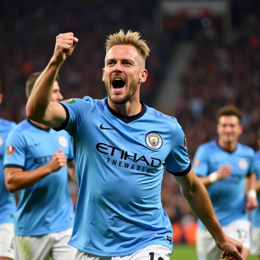 Erling Haaland Celebrating a Goal for Man City